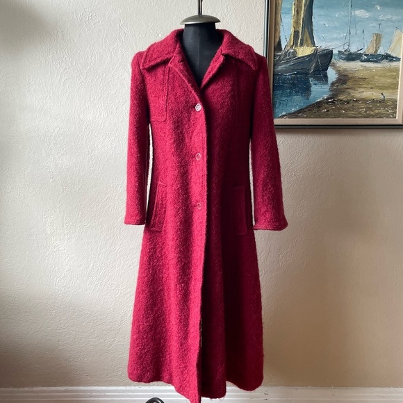Vintage Jackets & Blazers - Vintage 1950s long wool and mohair blend coat size small